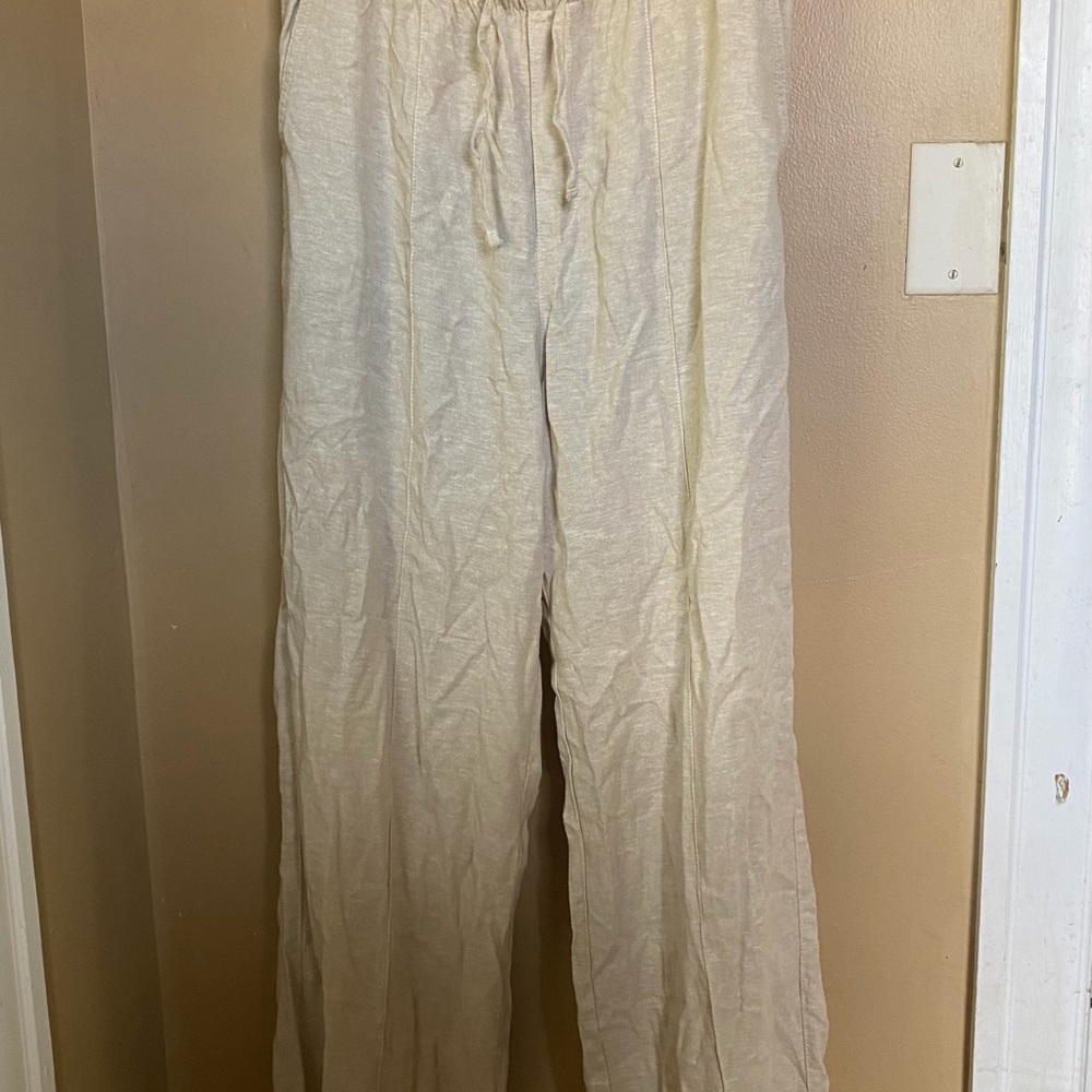 Gap Pull-On Wide Leg Drawstring Pants Tan Sz L Tall Women’s NWT